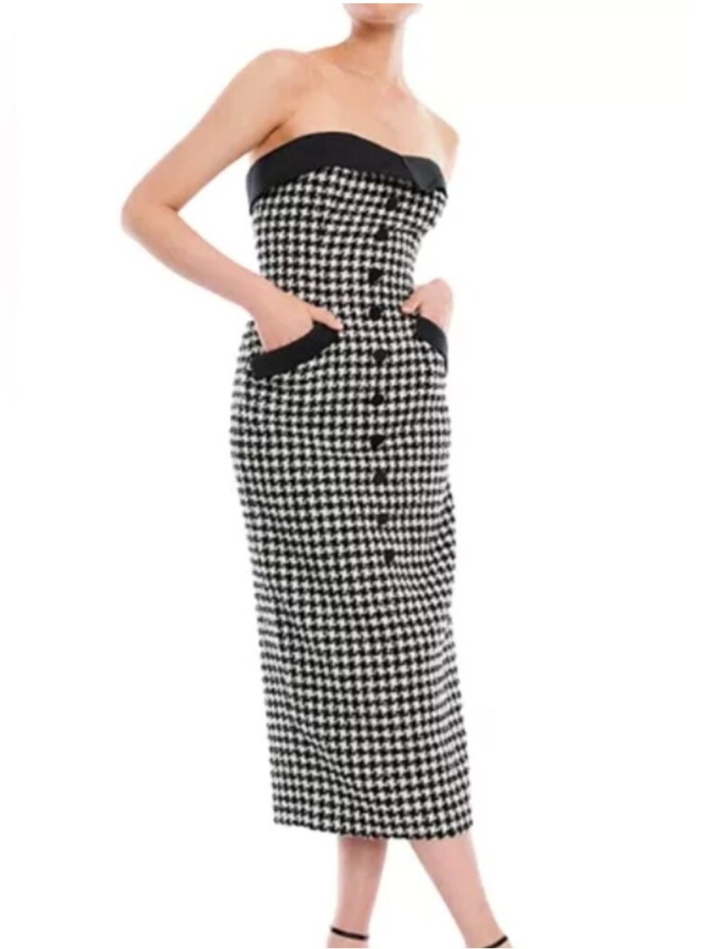 BCBG Houndstooth Strapless Dress